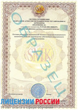 Образец сертификата соответствия (приложение) Ейск Сертификат ISO 13485